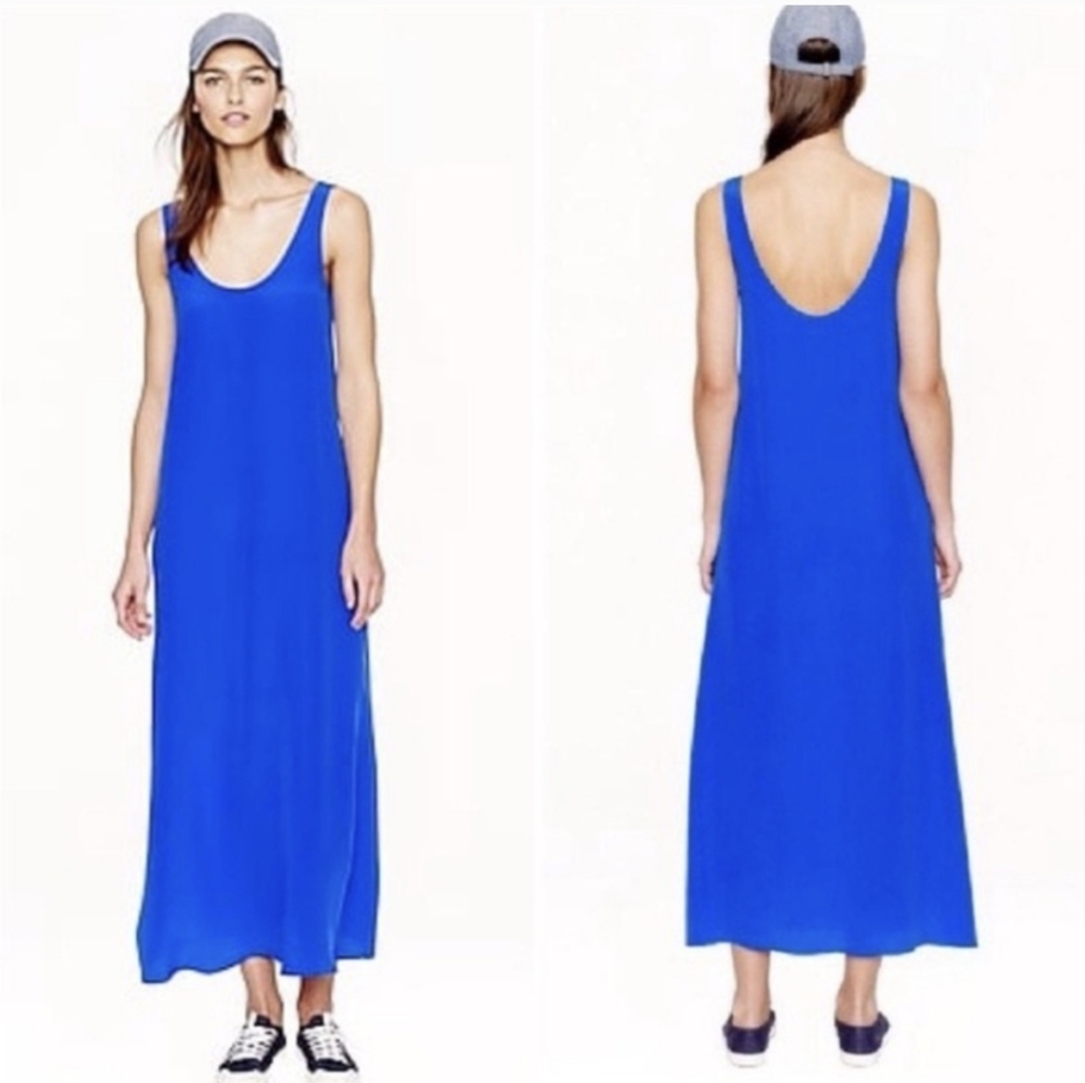 JCrew blue silk crepe maxi dress